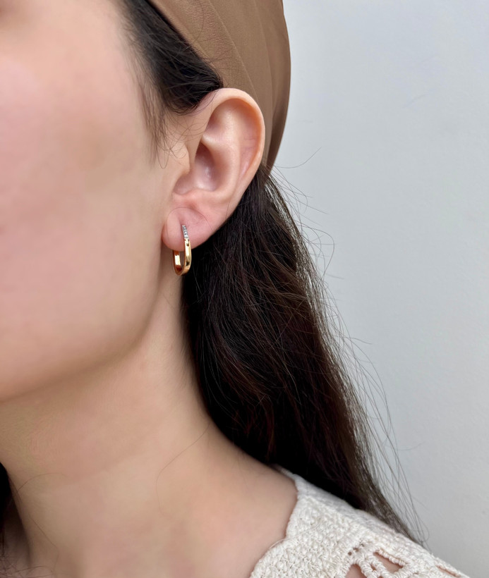 گوشواره حلقه ای دو رنگ دخترانه رنگ ثابت